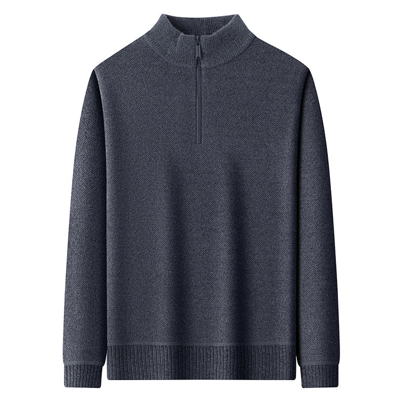 Men's pullover with zipper, lined, stand collar