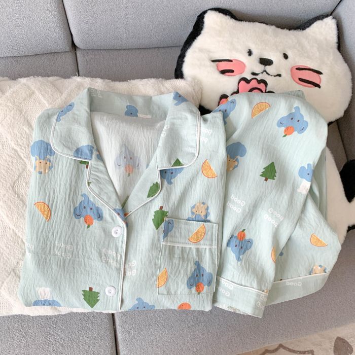 Women's Pajama Set with Lapel Collar, Long Sleeve