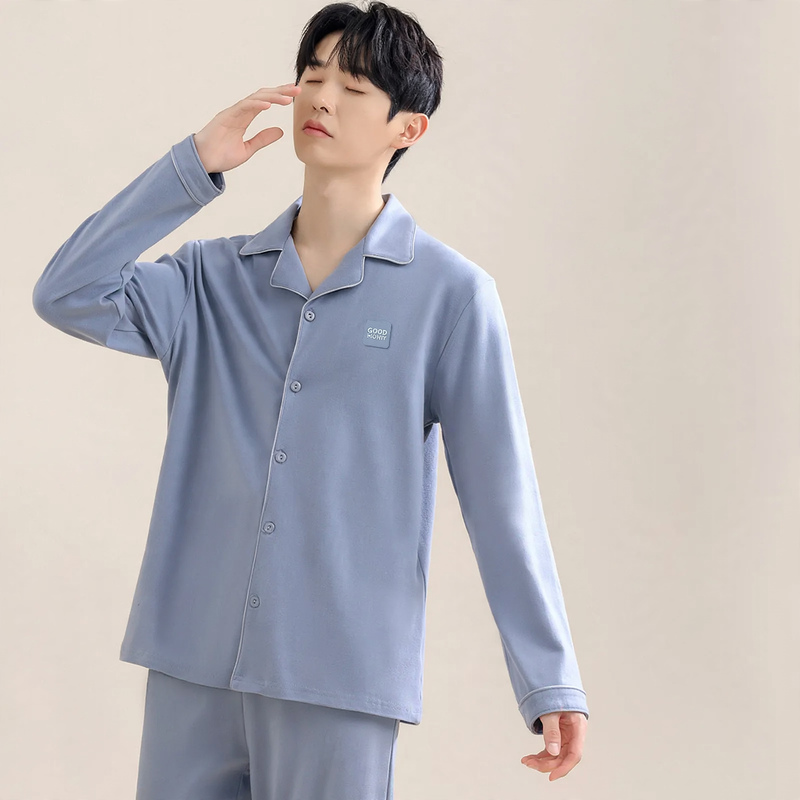 Men's tracksuit, 100% cotton, long-sleeved, breathable