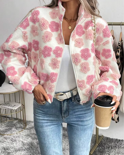 Amarae | Cozy fleece jacket with candy floral pattern