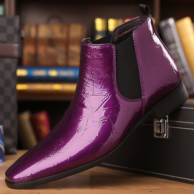 Men's Chelsea Boots, pointed toe, PU leather, flat heel