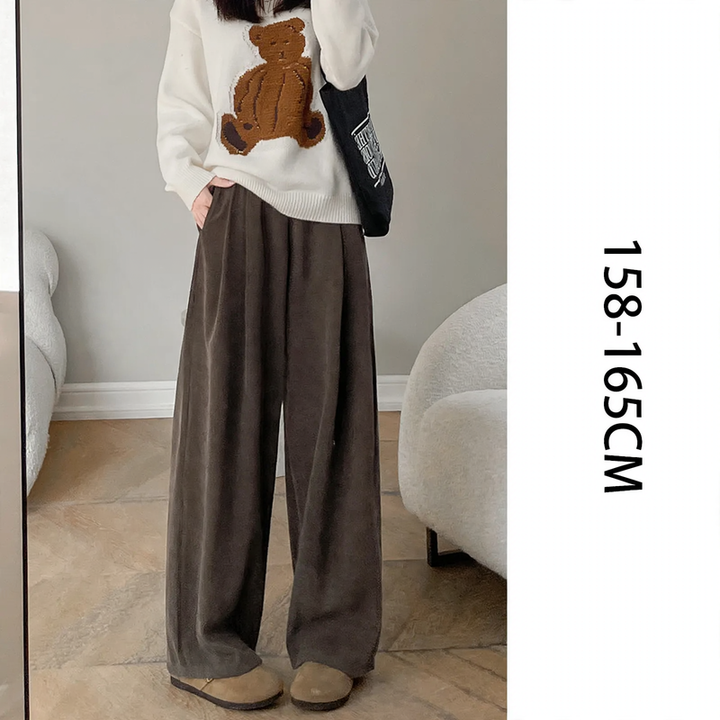 Padded cord wide pants in relaxed style