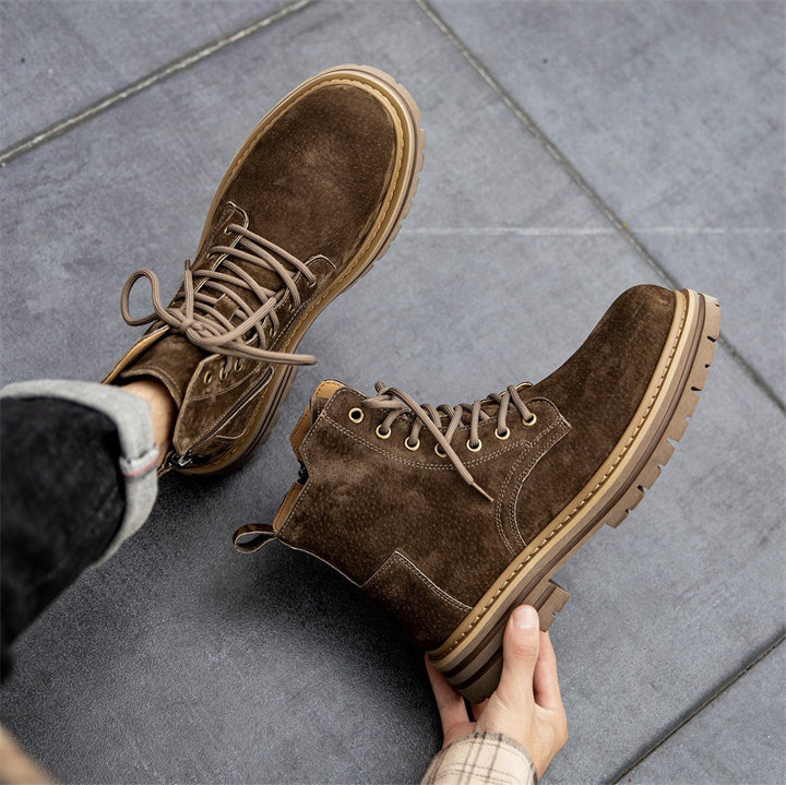 Men's boots, leather, side zipper