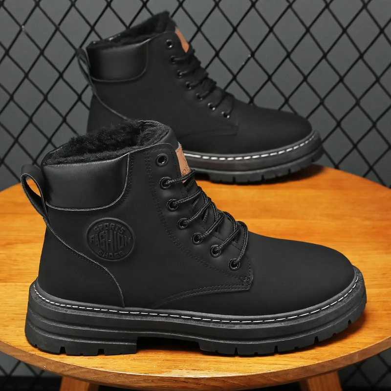 Fashionable men's ankle boots, platform sole, lined