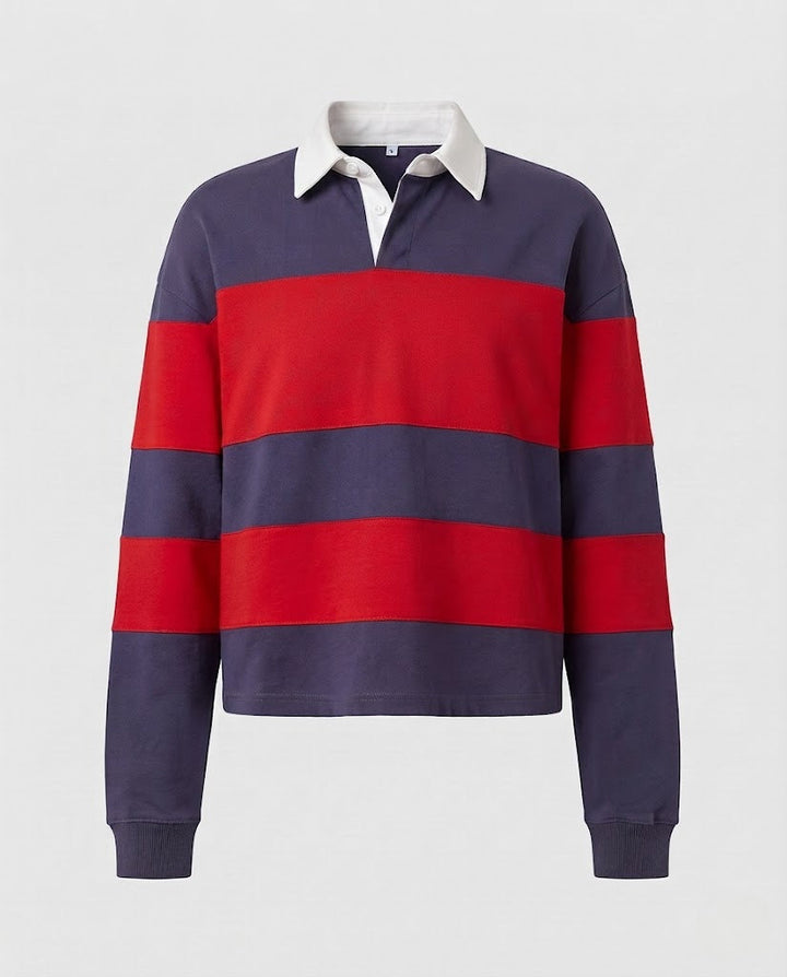 Unisex Oversize Rugby Polo with contrasting collar and block stripes Amarae
