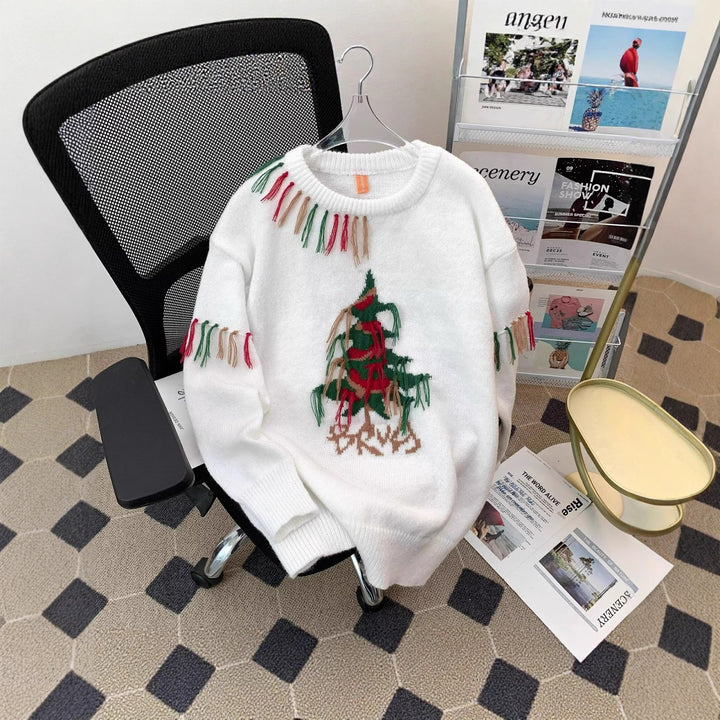 Handcrafted Fashion Knit Sweater with Christmas Tree Design