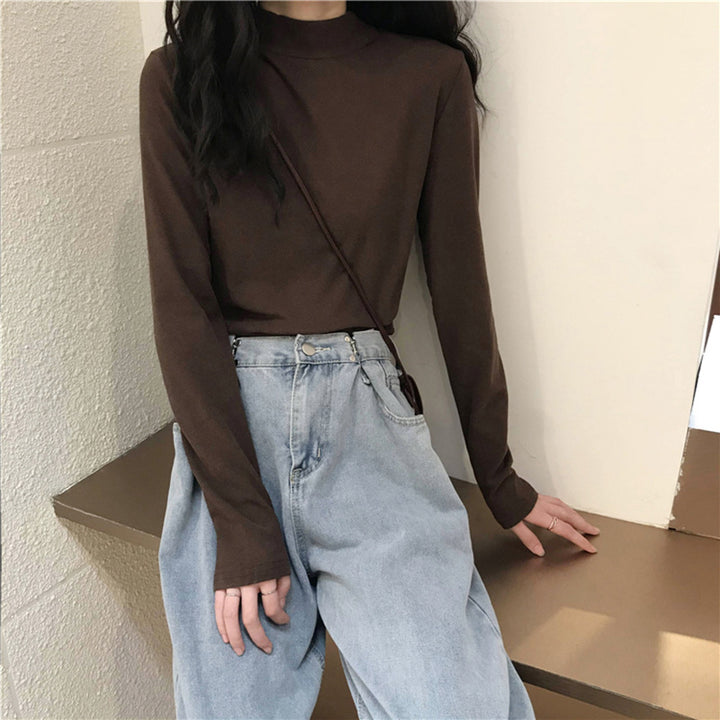Women’s Long Sleeve Shirt with Stand-up Collar