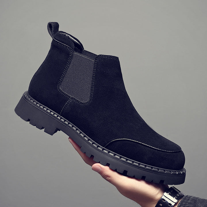 Men's Suede Ankle Boots, Lace-up Shoes with Platform
