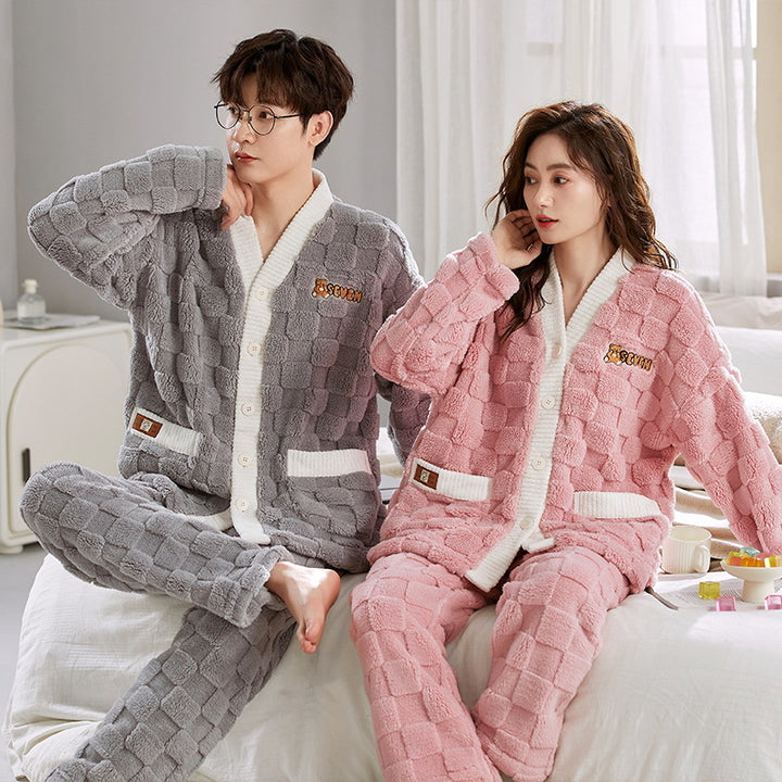 Fluffy flannel loungewear for couples