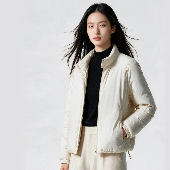 Lightweight, short quilted jacket with wool filling