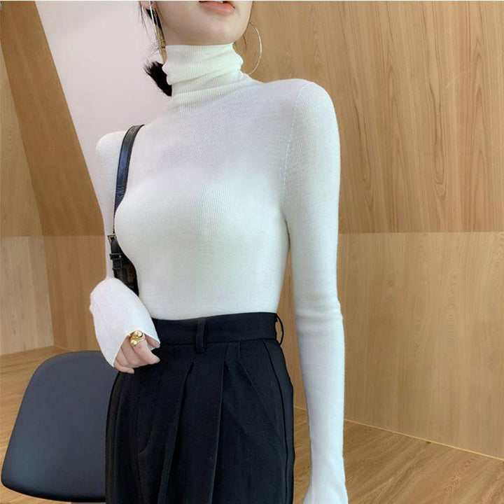 Women’s sweater with stand-up collar, slim fit