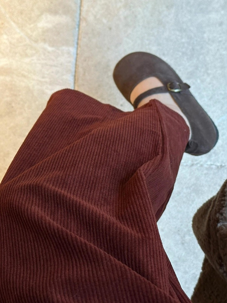 Women's corduroy pants, cropped, loose fit