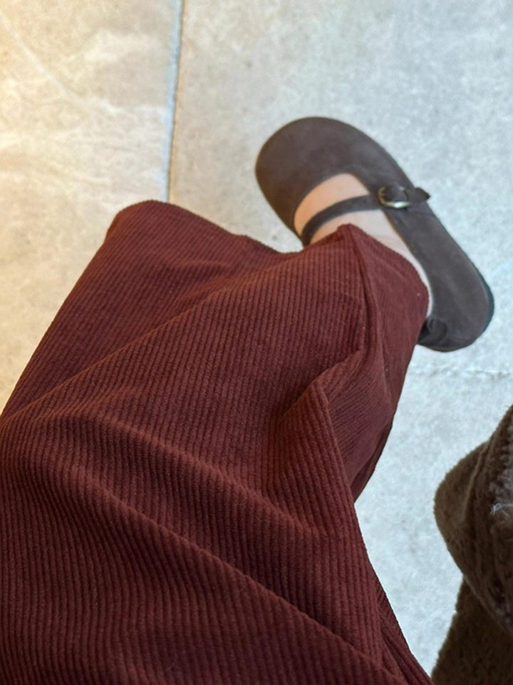 Women's corduroy pants, cropped, loose fit