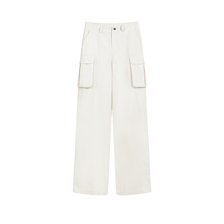 Loose corduroy casual pants made of cotton, straight cut
