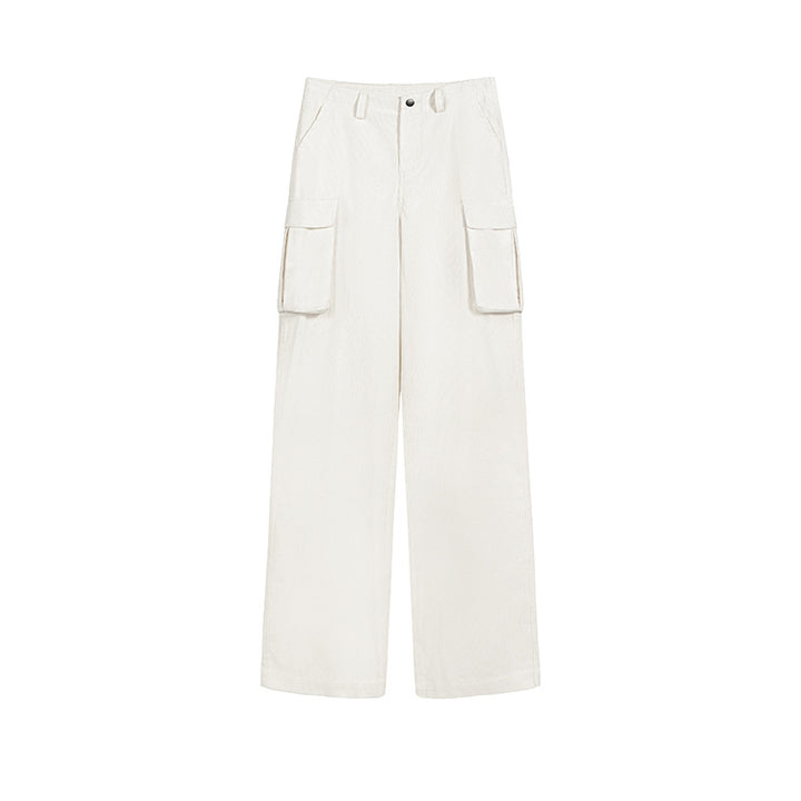 Loose corduroy casual pants made of cotton, straight cut