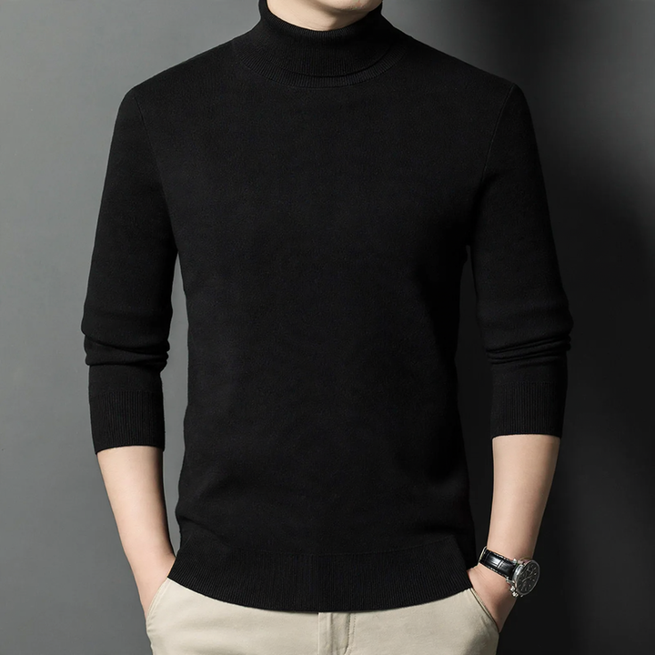 Men's wool sweater, standing collar, warm