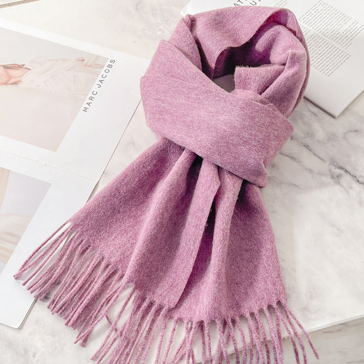 Solid color wool scarf, 188x32 cm