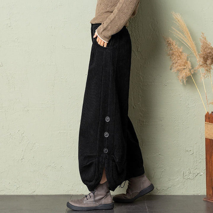 Padded corduroy pants for women, loose fit, winter