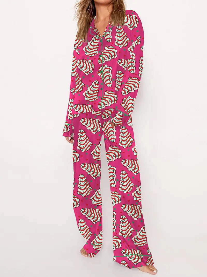 Women’s Pajamas with Christmas Design, Long Sleeve, Set
