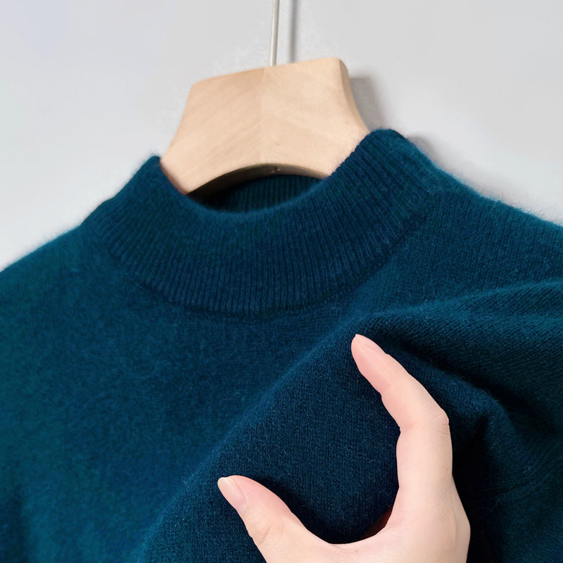 Men's knit sweater with stand-up collar, long-sleeved