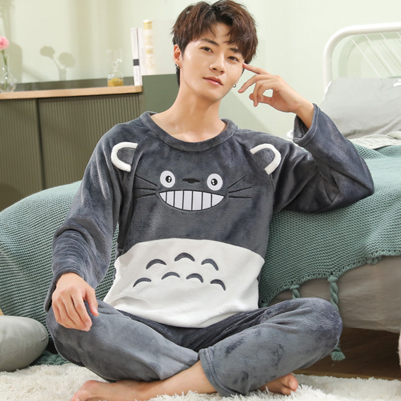 Flannel pajama set for men, long-sleeved