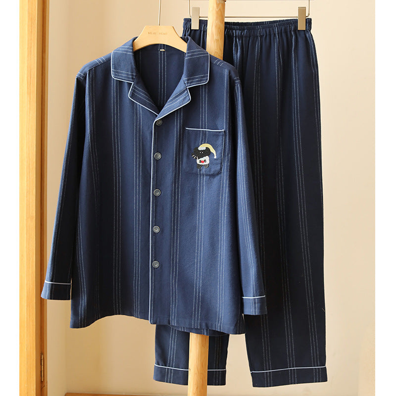 Pair-pajamas made of cotton flannel, striped