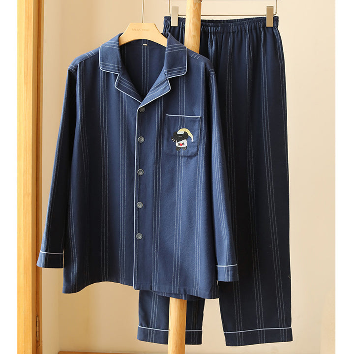 Pair-pajamas made of cotton flannel, striped