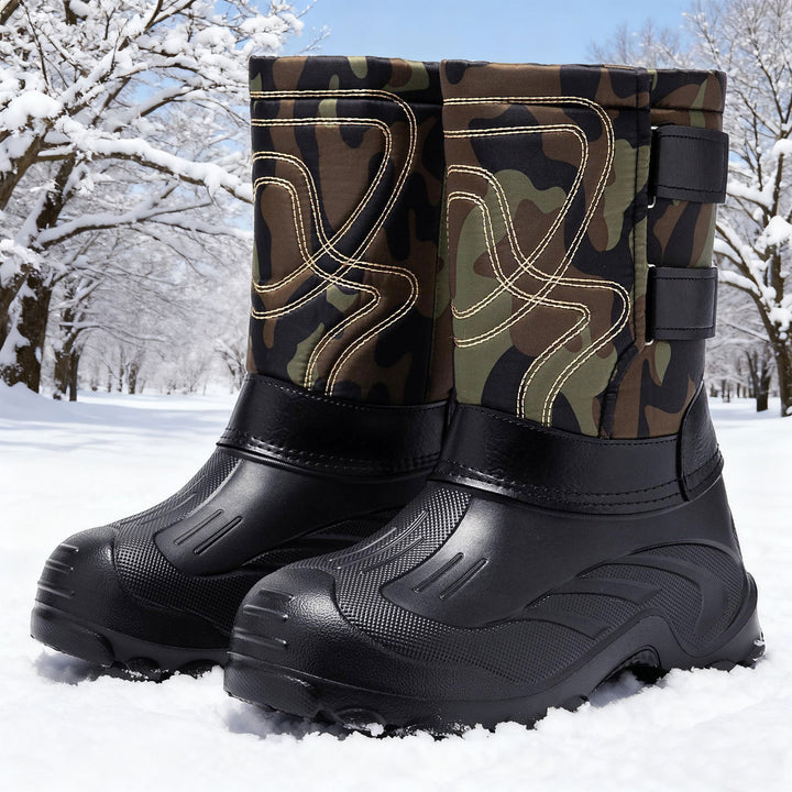 Padded men's winter boots for slipping on