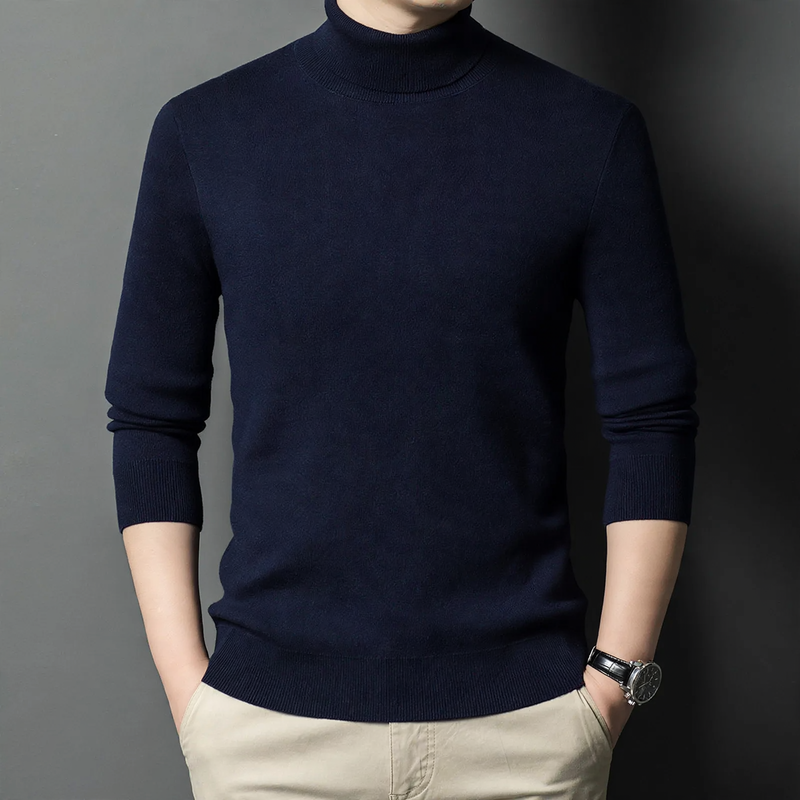 Men's wool sweater, standing collar, warm