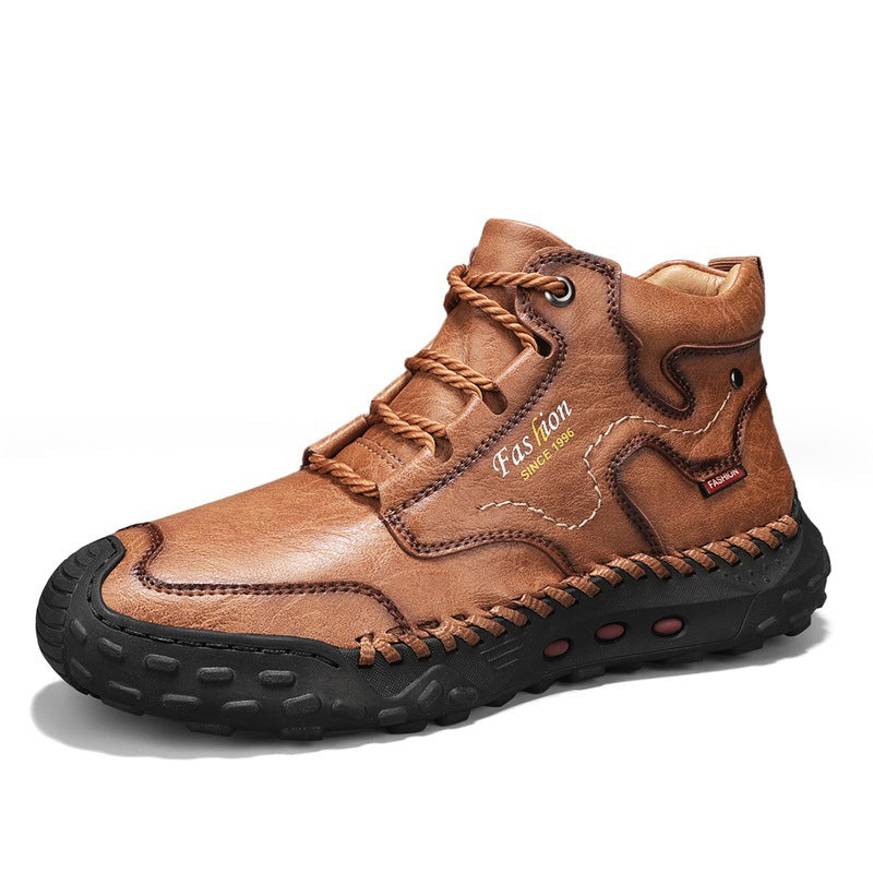 Men's ankle boots, medium-high shaft, lined