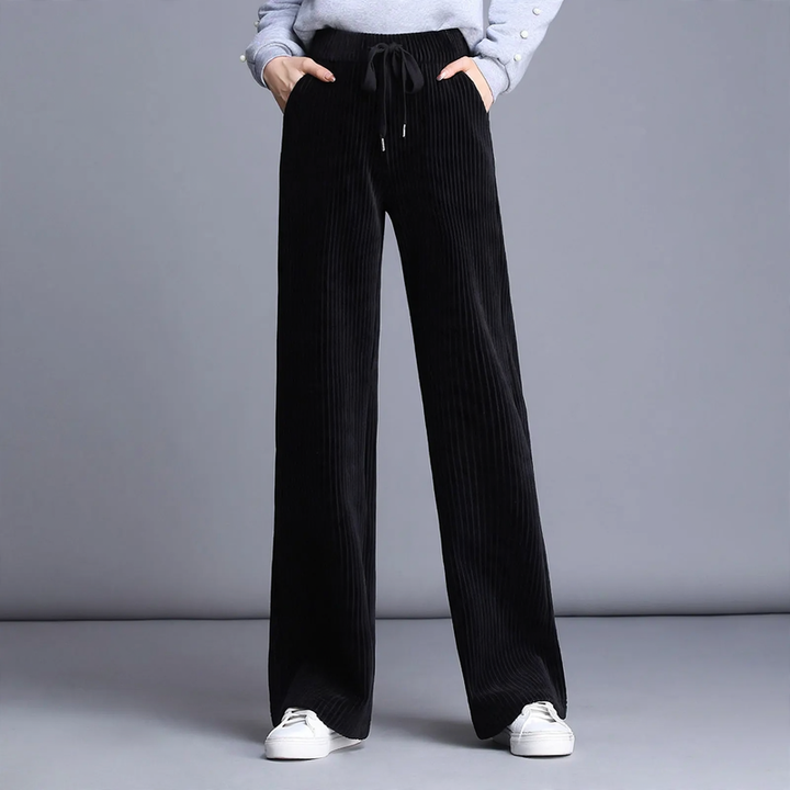 Women's wide-leg corduroy pants, lined