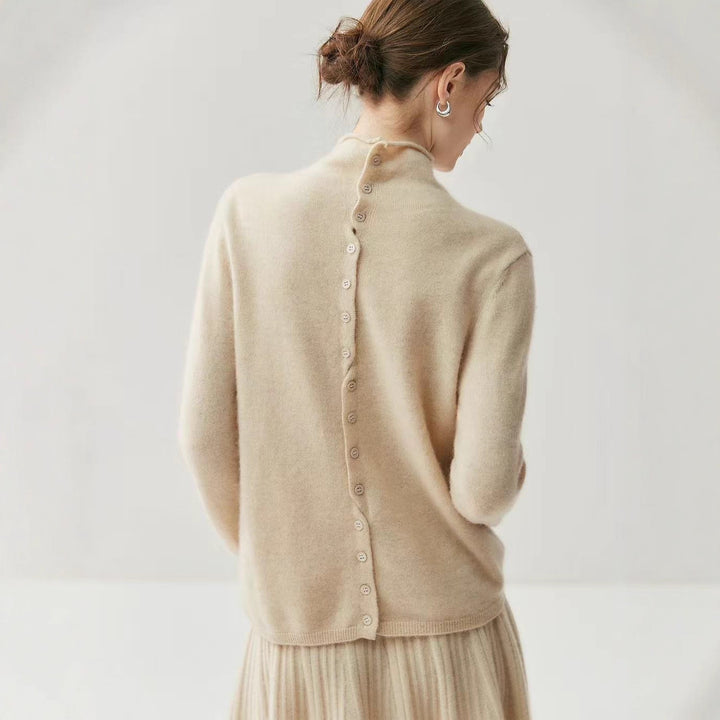 Women's cardigan with roll neck, reversible