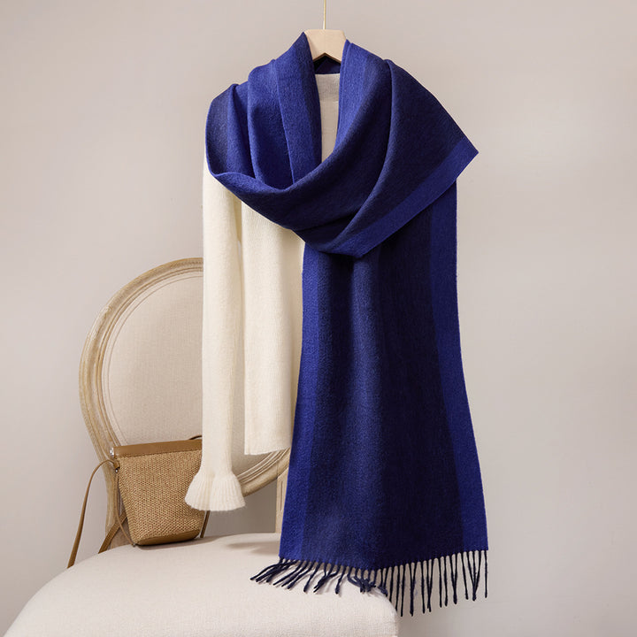 Wool scarf with fringes, 35x190cm