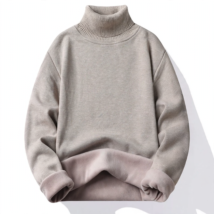 Men's knit sweater with high collar, body-hugging