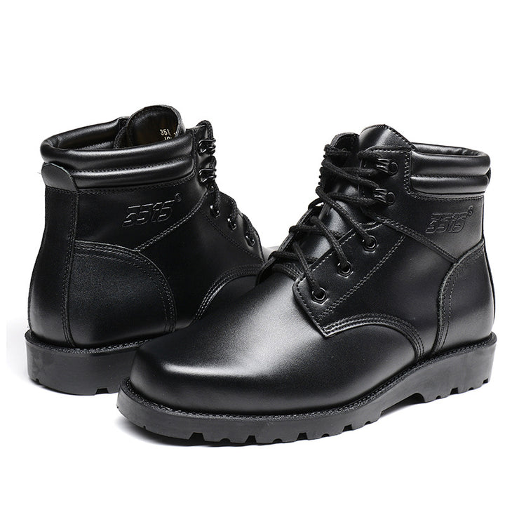 Men's winter boots made of genuine leather with lambskin lining