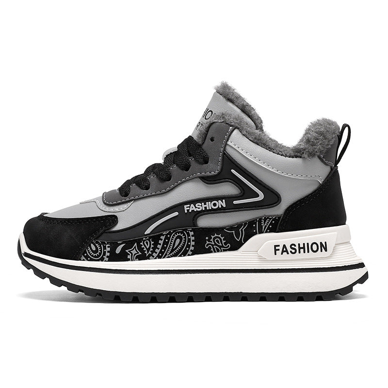 Padded men's high-top winter boots, warm and robust