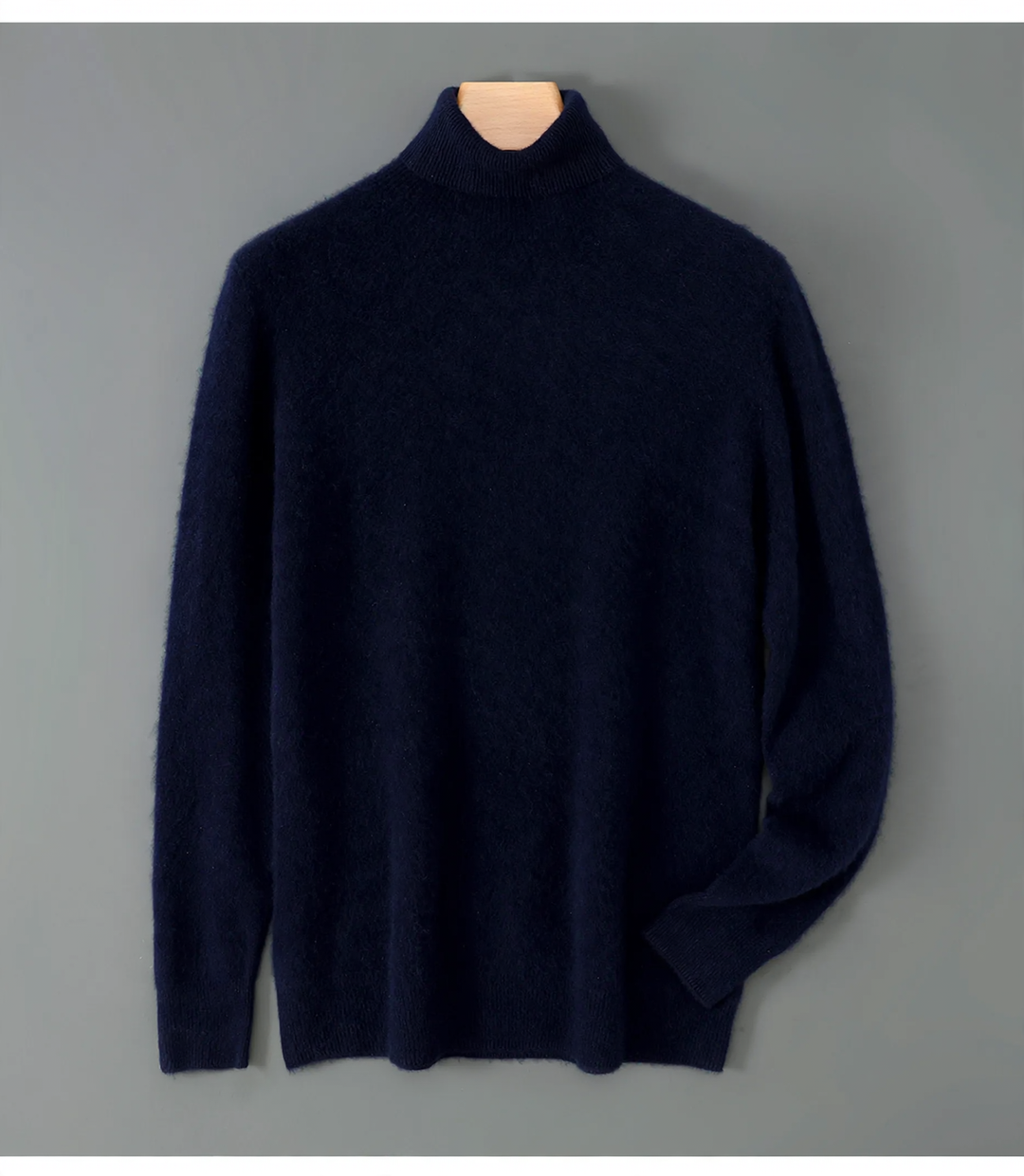 Men's wool sweater, roll neck, loose fit