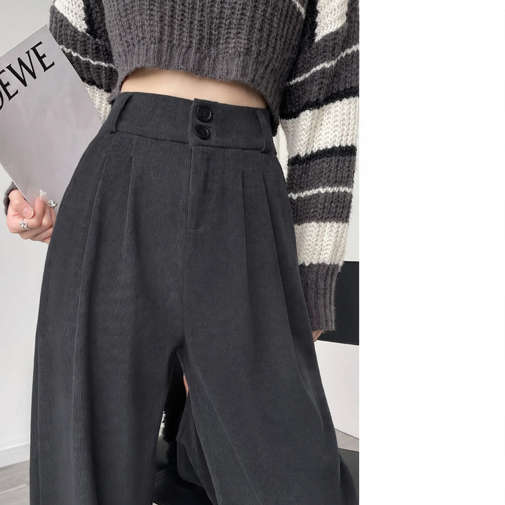 Padded chenille suit pants with wide leg