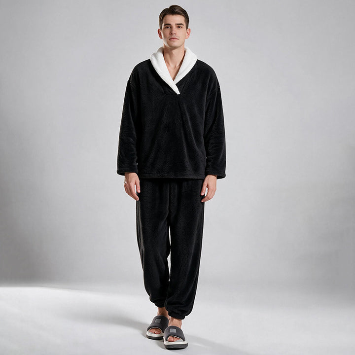 Soft Plush Pajama Set for Couples, Long Sleeve, Winter