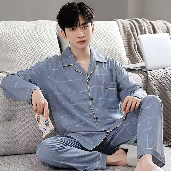 Men's pajamas, 3-layer, cotton, quilted