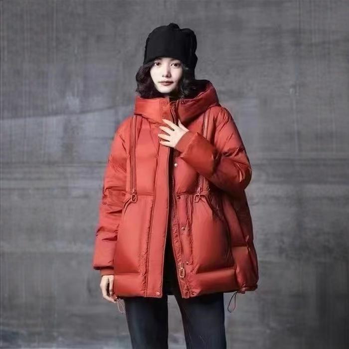 Modern down jacket with hood for women