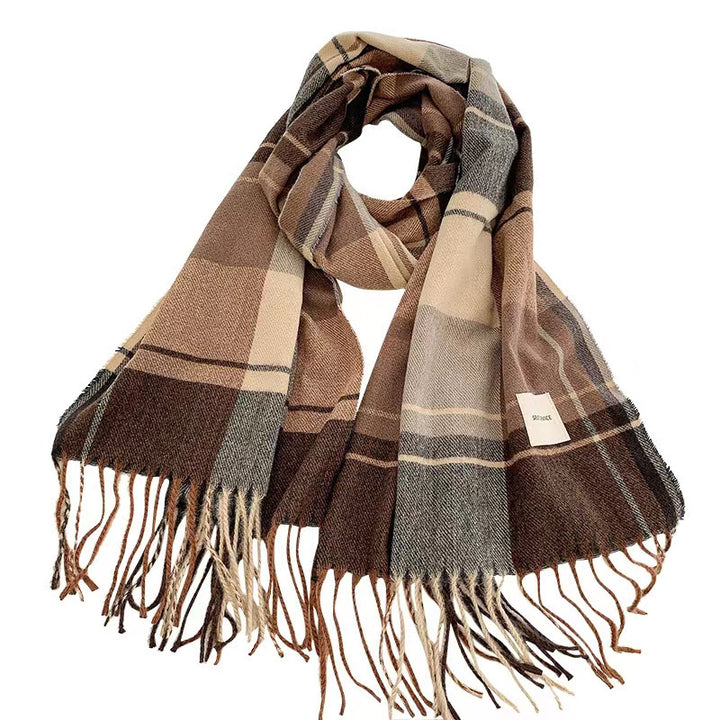 Scarf, checkered, 50x200cm, with fringes