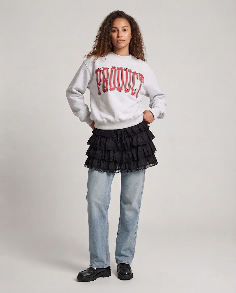 Ladies College Sweatshirt with oversized collegiate print and soft fleece Amarae