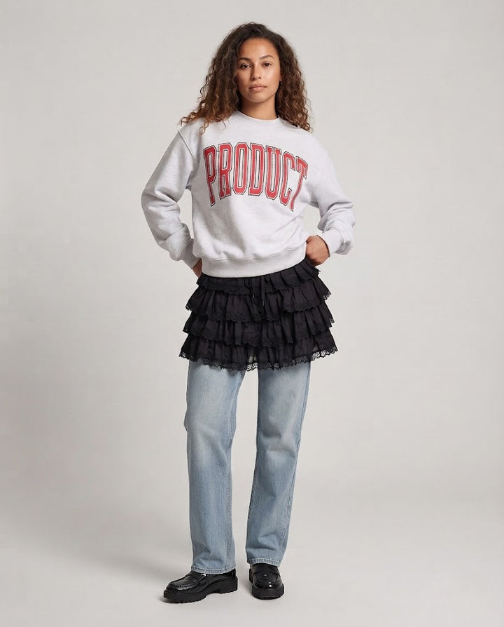Ladies College Sweatshirt with oversized collegiate print and soft fleece Amarae