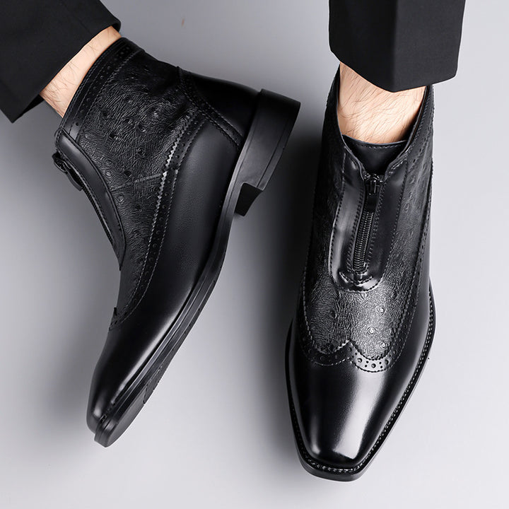 Men's Chelsea Boots with Embossing, Zipper