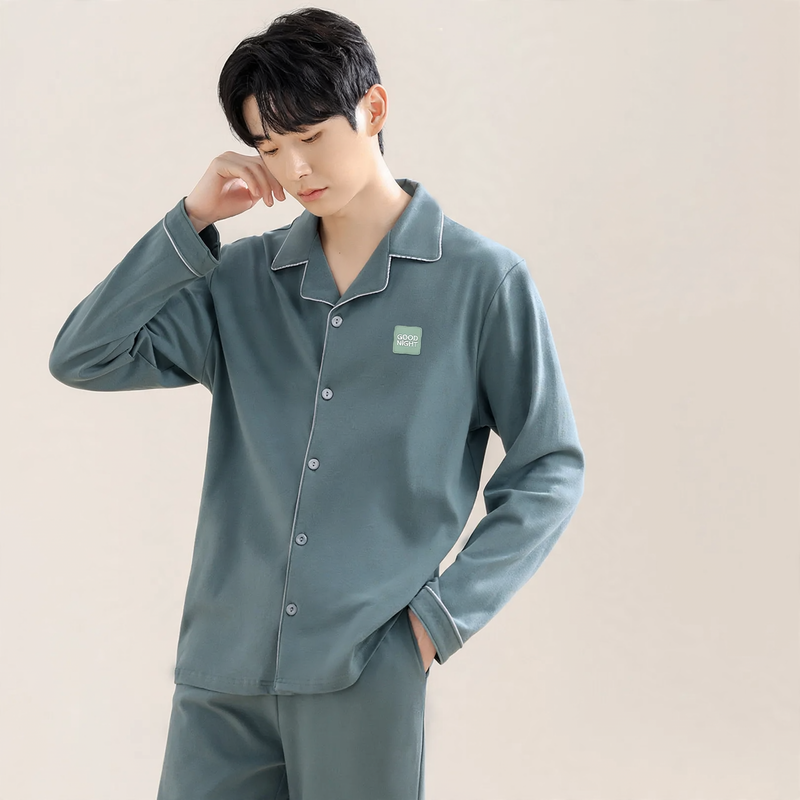 Men's tracksuit, 100% cotton, long-sleeved, breathable