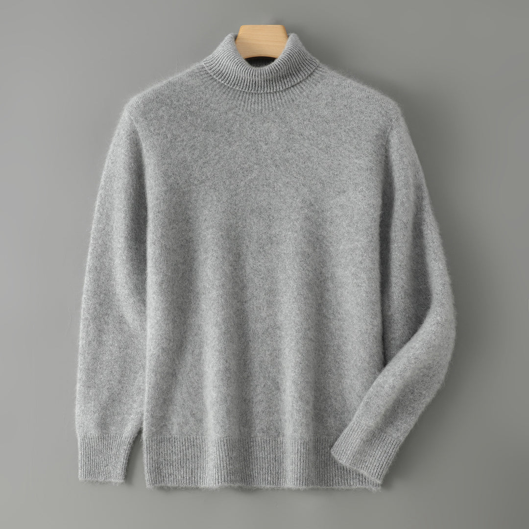 Men's sweater made of 100% wool with stand-up collar
