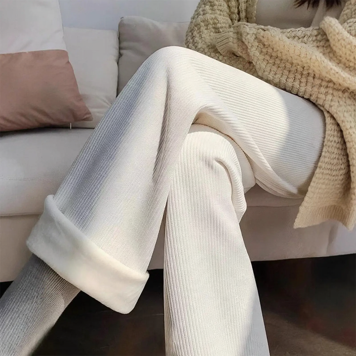 Straight-cut corduroy pants for women