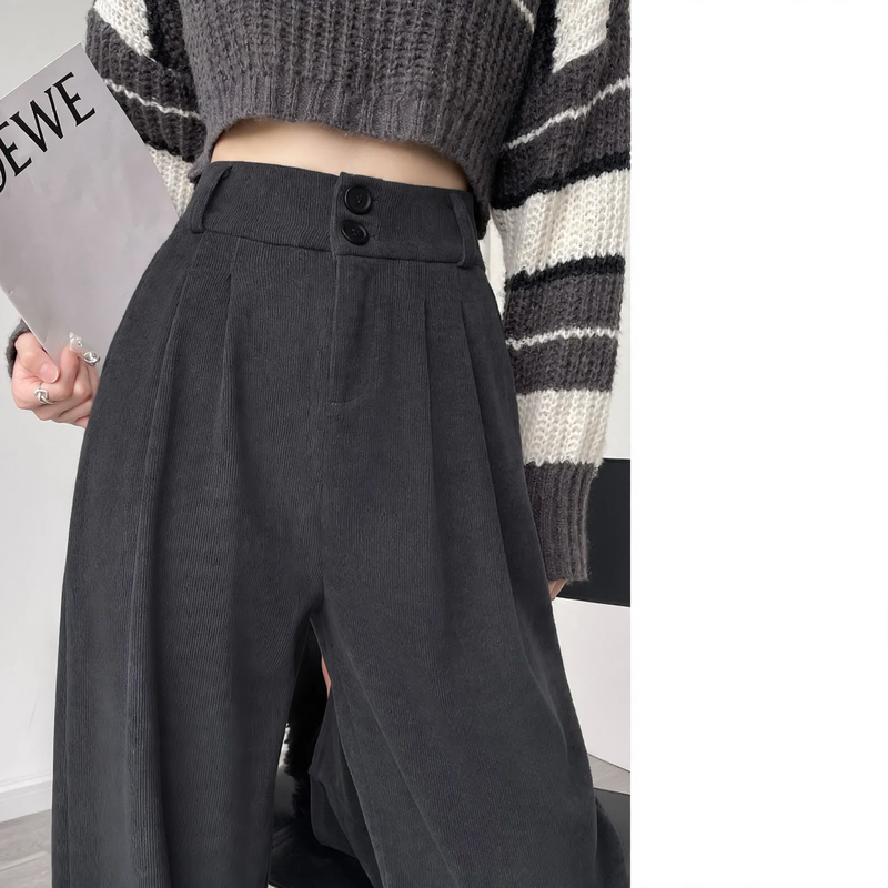Cord suit trousers for women, lined, straight cut
