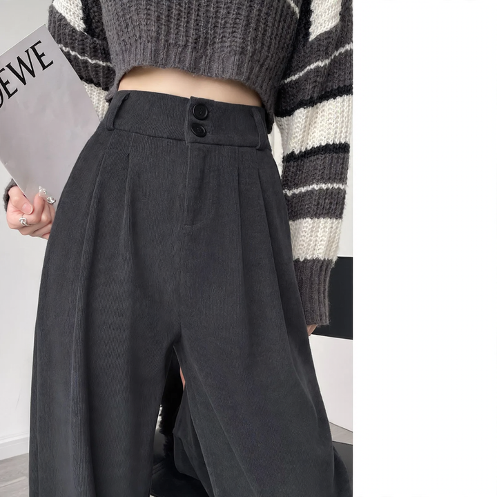 Cord suit trousers for women, lined, straight cut